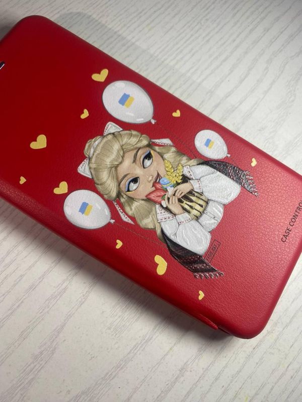 Чохол-книжка з малюнком для Xiaomi Redmi Note 8 Pro Червоний; Українка з солодощами (принт 175)