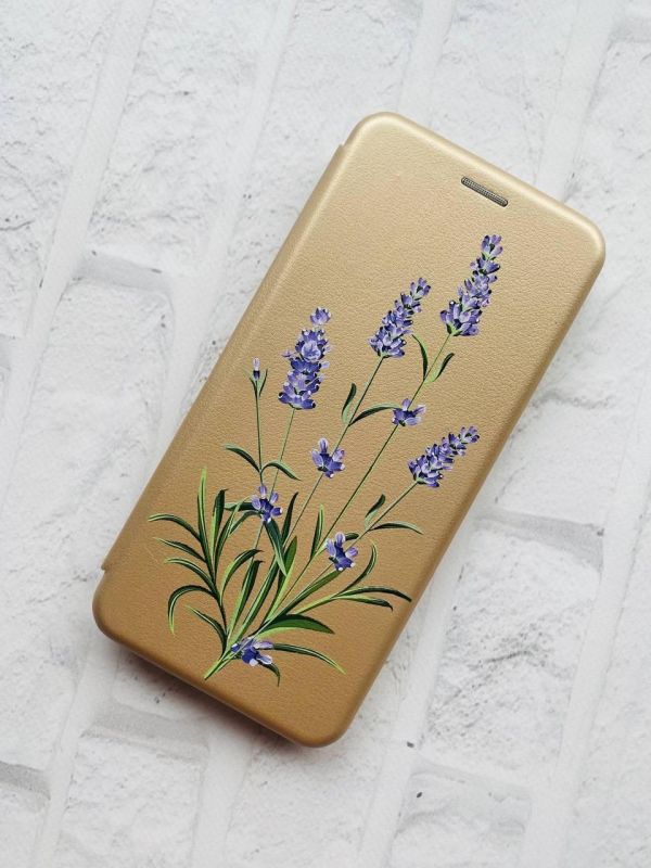 Чохол-книжка з малюнком для Samsung Galaxy А10 (2019)/А105 Золотий :: Гілочки лаванди (принт 266)