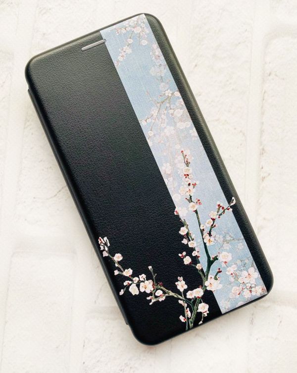 Чохол-книжка з малюнком для Samsung Galaxy M33 5G Чорний :: Квітуча сакура (принт 285)