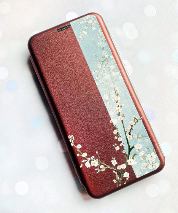 Чохол-книжка з малюнком для Samsung Galaxy A10ѕ/A107 Бордовий :: Квітуча сакура (принт 285)