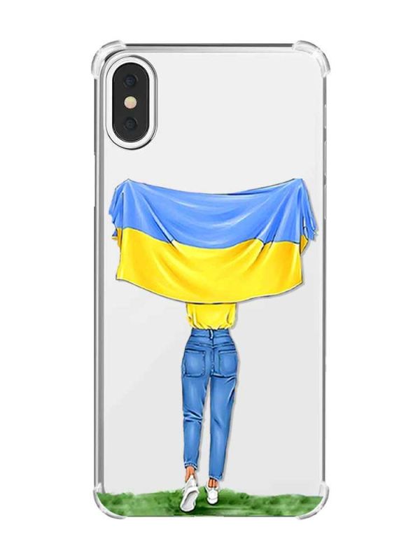 Чохол з потовщеними кутами на iPhone X/Xs :: Дівчина з прапором (принт 263)