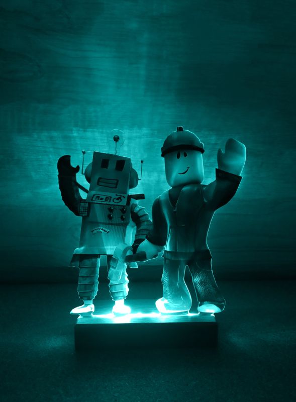 Нічник Роблокс Roblox Будівельник і Робот з регулюванням освітлення через пульт ДУ (дизайн 26)