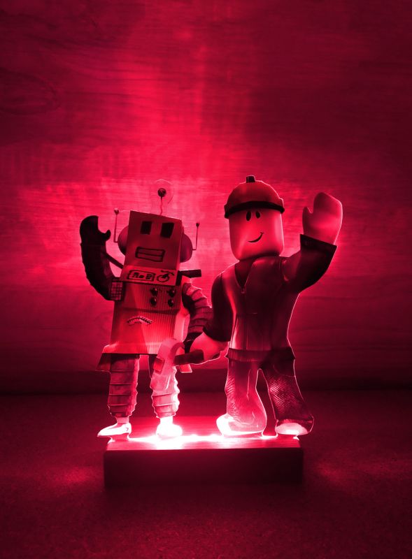 Нічник Роблокс Roblox Будівельник і Робот з регулюванням освітлення через пульт ДУ (дизайн 26)