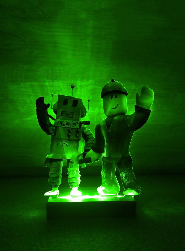 Нічник Роблокс Roblox Будівельник і Робот з регулюванням освітлення через пульт ДУ (дизайн 26)