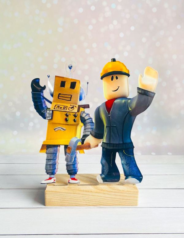 Нічник Роблокс Roblox Будівельник і Робот з регулюванням освітлення через пульт ДУ (дизайн 26)