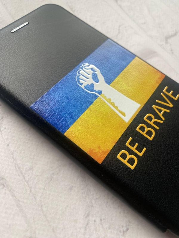 Чохол-книжка з малюнком для Xiaomi Redmi Note 8 Pro Чорний :: Мужність Україна (принт 42)