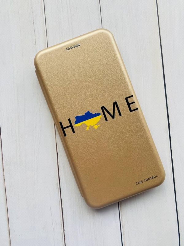 Чохол-книжка з малюнком для Xiaomi Redmi Note 8 Pro Золотий :: Дім Україна (принт 72)