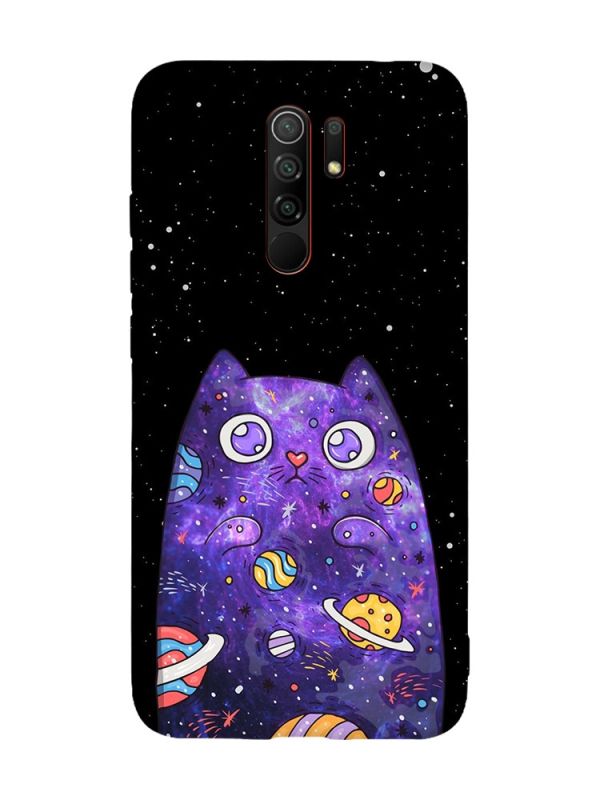 Матовий чохол з червоними боками на Xiaomi Redmi Note 8 Pro :: Фіолетова кішка (принт 361)