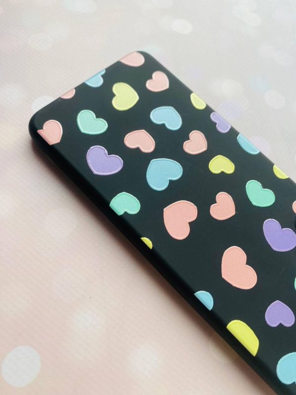 Матовий чорний чохол на Samsung Galaxy A10 (2019) A105 :: Різнокольорові сердечка (принт 335)