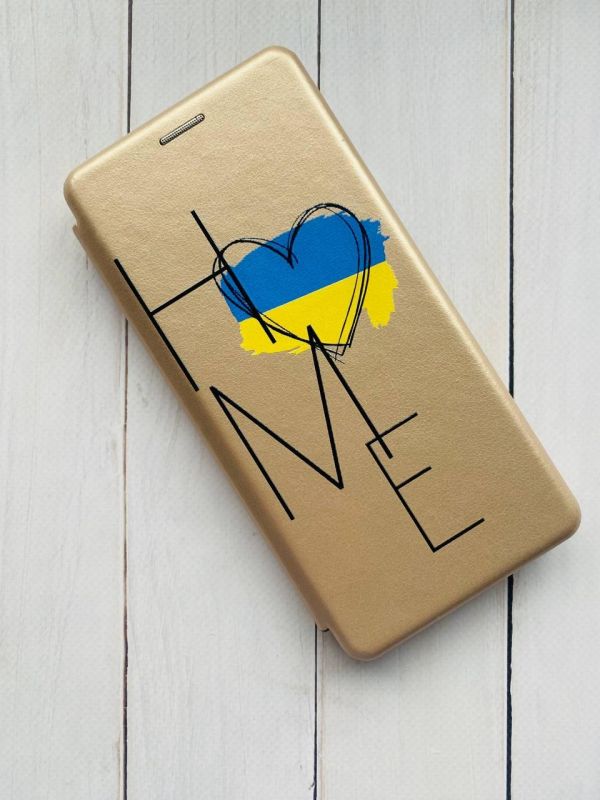 Чохол-книжка з малюнком для Xiaomi Redmi Note 8 Pro Золотий :: Дім Україна (принт 353)