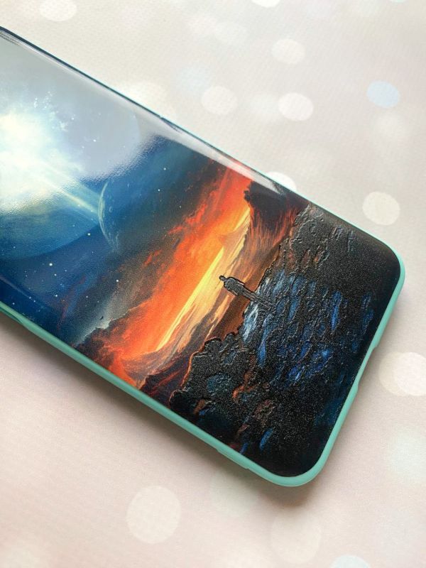 Чохол з бірюзовими боками на Samsung Galaxy A12 :: Космос (принт 247)