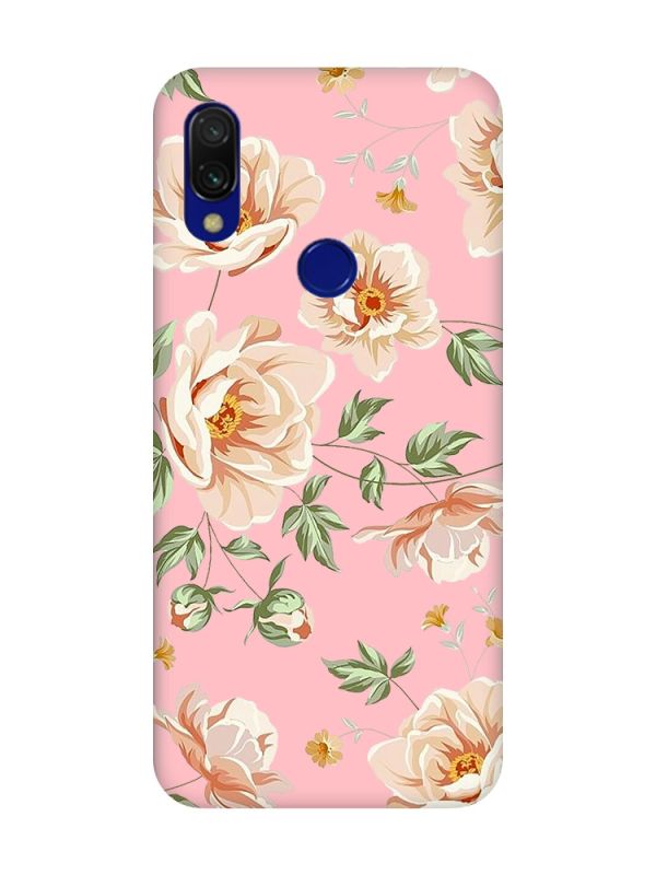 Матовий чохол з рожевими боками на Xiaomi Redmi 7 :: Квіти пастельні /принт 277/