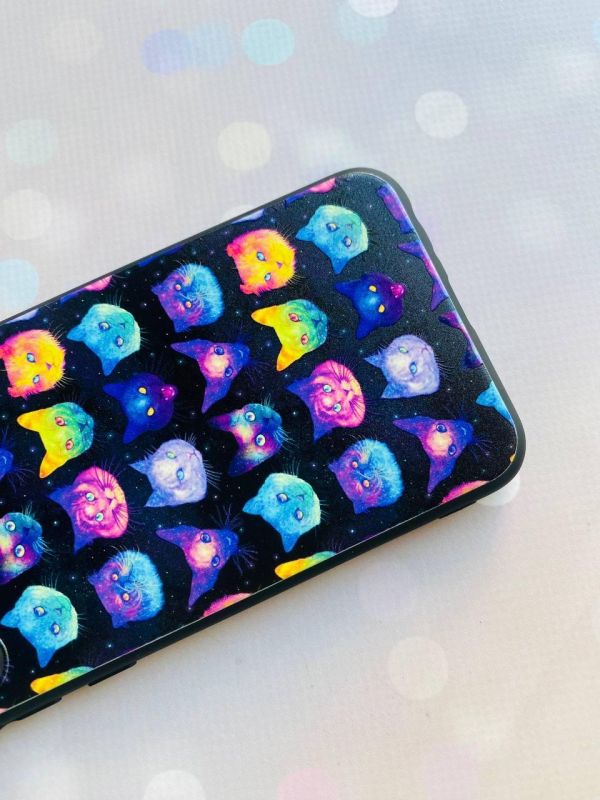 Матовий чохол з чорними боками на Samsung Galaxy A12 :: Котики Фон (принт 362)