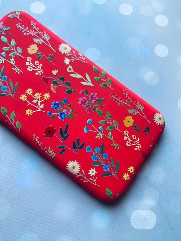 Матовий червоний чохол на Xiaomi Redmi 10C :: Квітковий фон (принт 269)