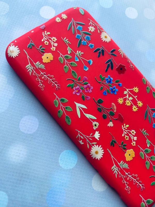 Матовий червоний чохол на Xiaomi Redmi 10C :: Квітковий фон (принт 269)