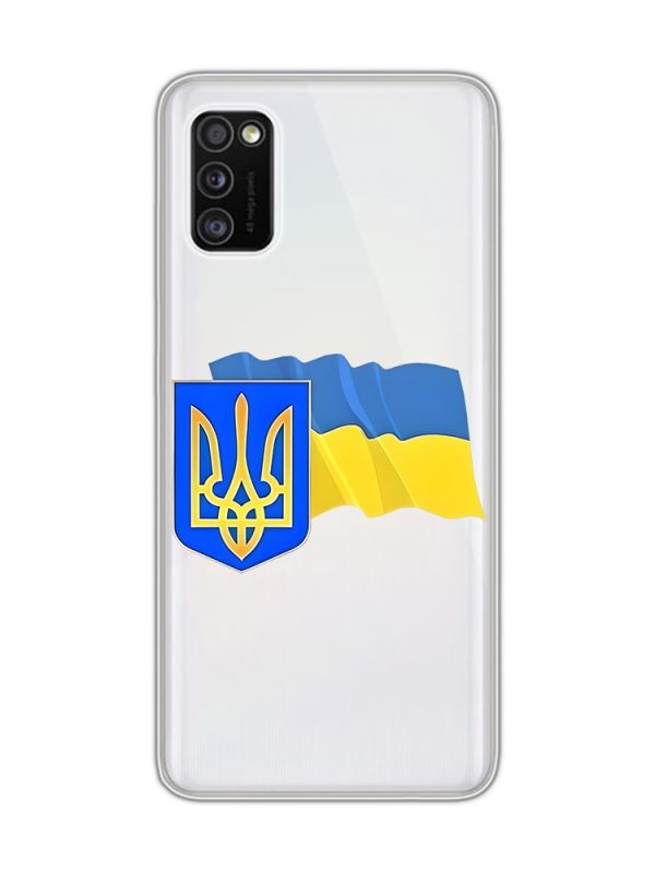 Прозорий чохол на Samsung Galaxy A41 :: Тризуб і прапор України (принт 384)