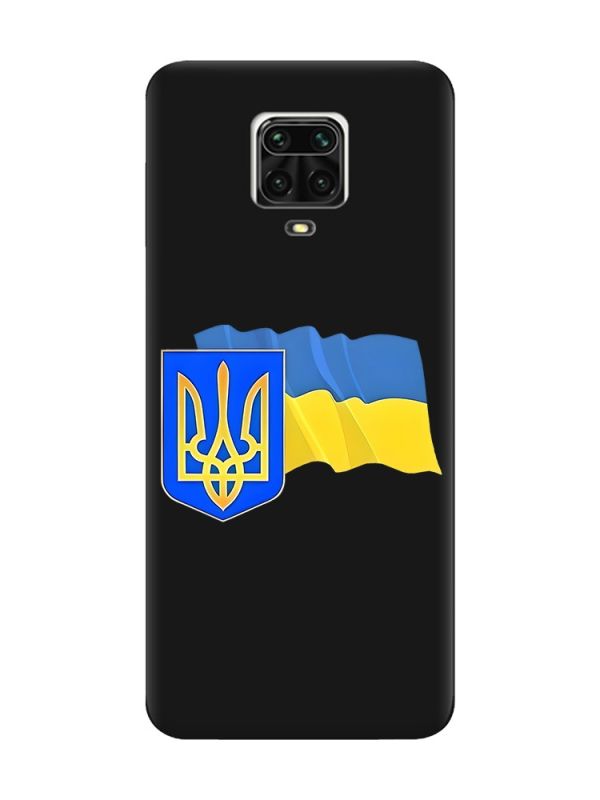 Матовий чорний чохол на Xiaomi Redmi Note 9 Pro / 9S / 9 Pro Max :: Тризуб і прапор України (принт 384)