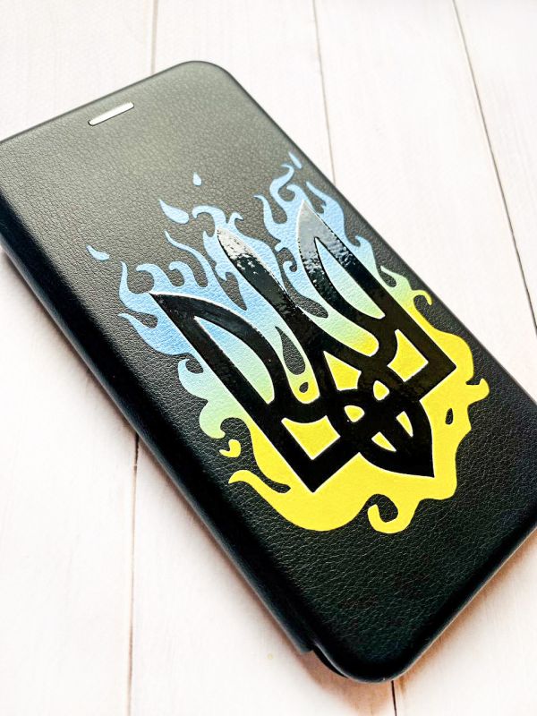 Чохол-книжка з малюнком для Samsung Galaxy A35 (A356) Чорний :: Тризуб Полум'я (принт 257)