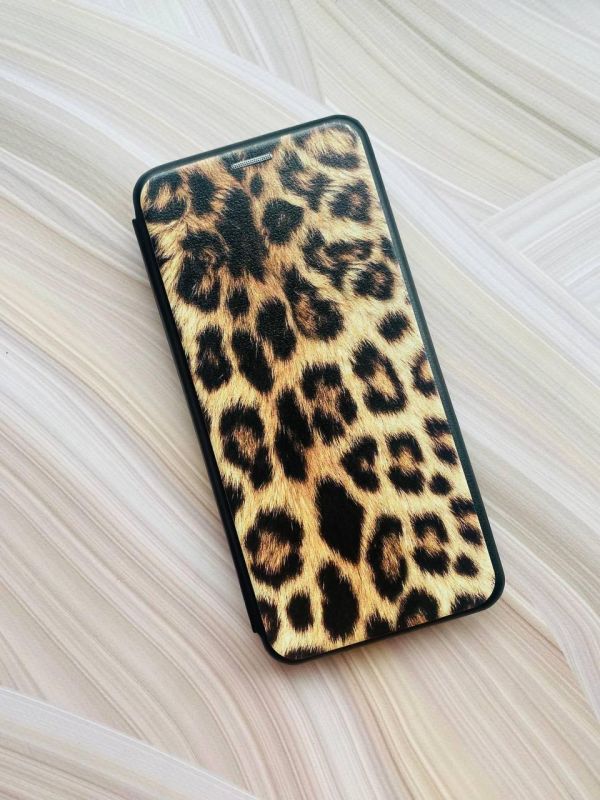 Чохол-книжка з малюнком для Xiaomi Redmi Note 10 / Note 10s Чорний :: Леопардовий дизайн (принт 383)