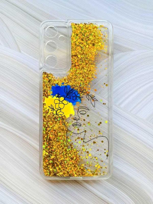 Чохол з плаваючими блискітками на Samsung Galaxy A24 (A245) Золотий :: Українка Арт (принт 3)