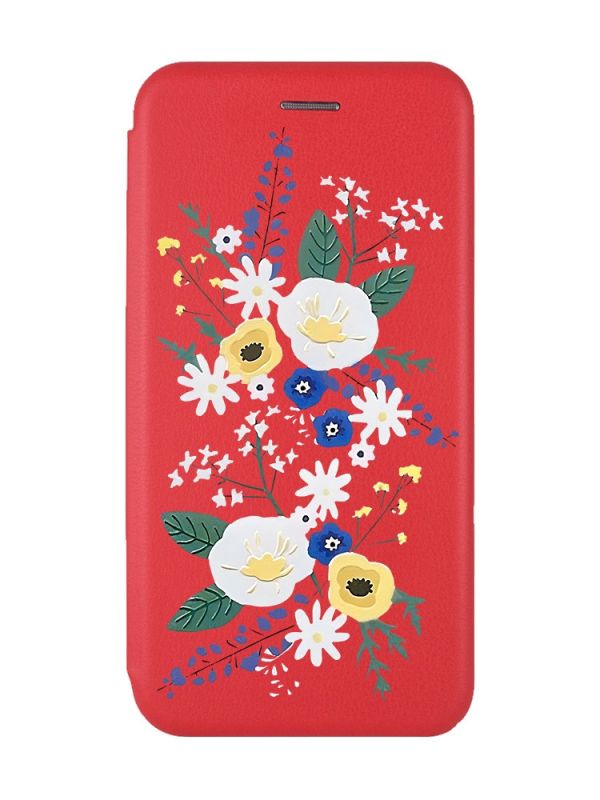 Чохол-книжка з малюнком для Samsung Galaxy A03s Червоний :: Квіти. Акварель (принт 271)