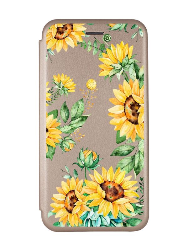 Чохол-книжка з малюнком для Samsung Galaxy A52 Золотий :: Соняхи (принт 288)