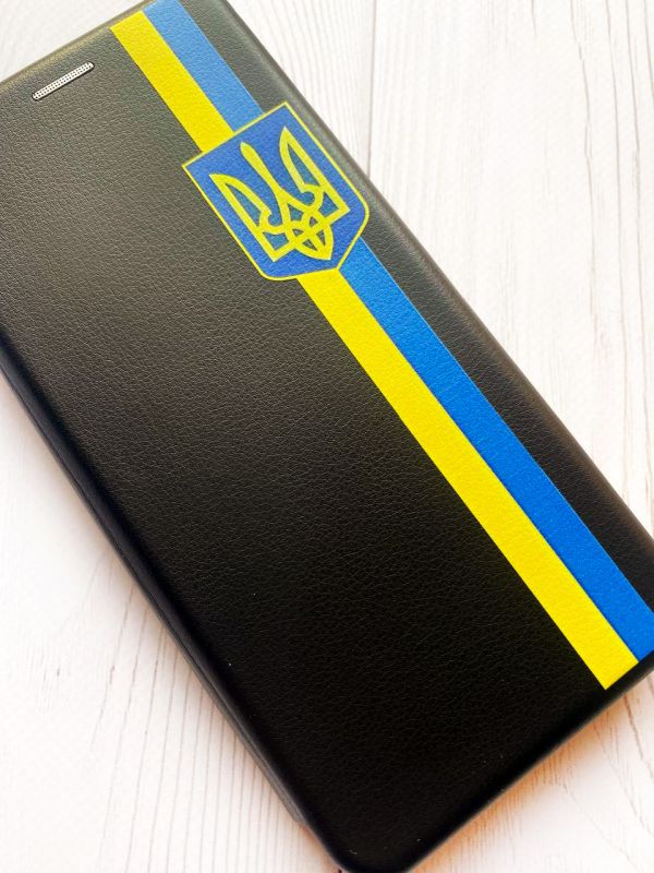 Чохол-книжка з малюнком для Samsung Galaxy A04 Чорний; Стрічка Україна (принт 253)