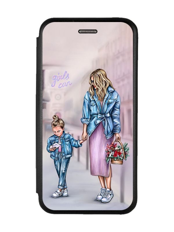 Чохол-книжка з малюнком для Samsung Galaxy A33 5G Чорний :: Мама і донька (принт 56)