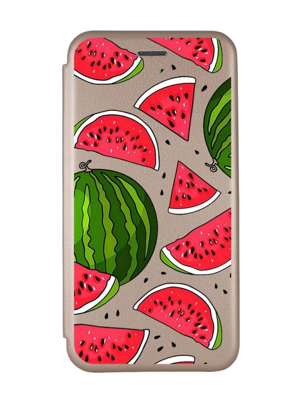 Чохол-книжка з малюнком для Samsung Galaxy A03/A035 Золотий :: Кавуни (принт 341)