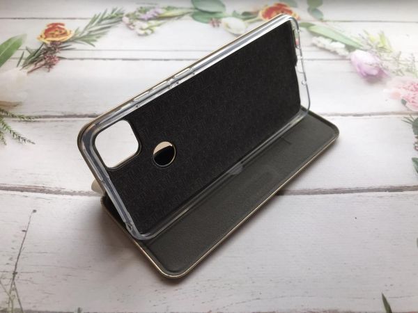Чохол-книжка з малюнком для Xiaomi Redmi 9C/10A Золотий :: Різнокольорові сердечка (принт 335)
