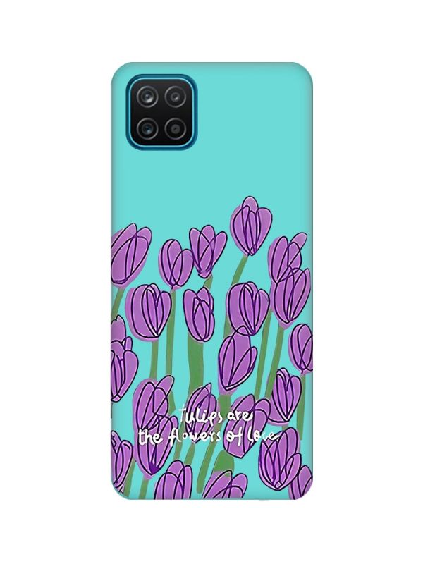 Матовий бірюзовий чохол на Samsung Galaxy A12 :: Тюльпани (принт 265)