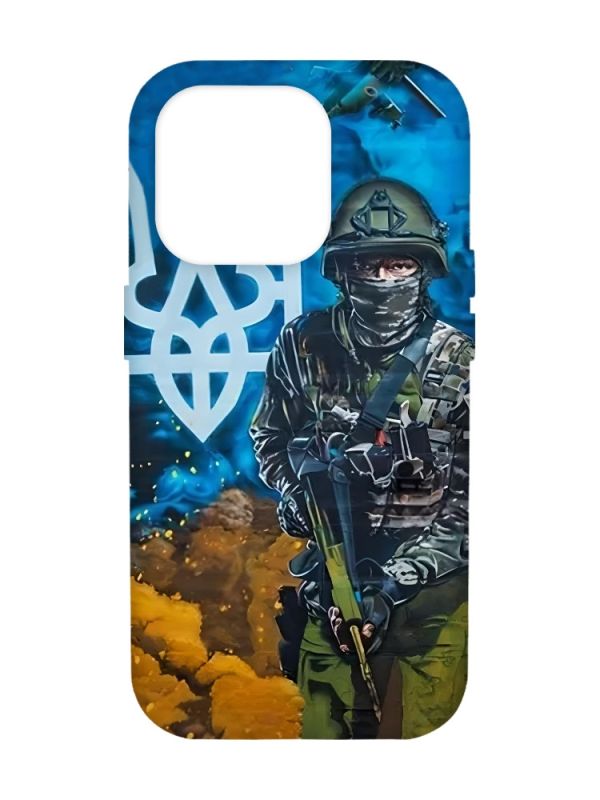 Матовий чохол з чорними боками на Apple iPhone 14 Pro Max :: Військовий (патріотичний принт 349)