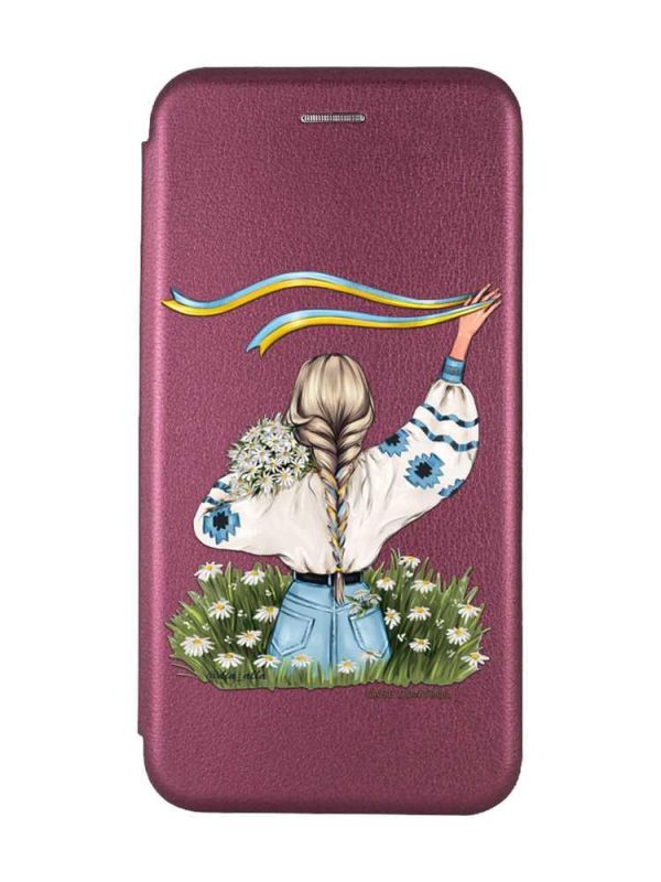 Чохол-книжка з малюнком для Samsung Galaxy А31 Бордовий :: Дівчина зі стрічкою (принт 17)
