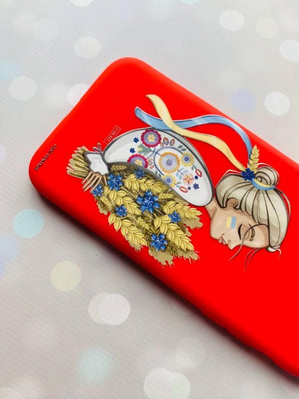 Матовий червоний чохол на Apple iPhone 14 Pro :: Українка з колосками (патріотичний принт 173)