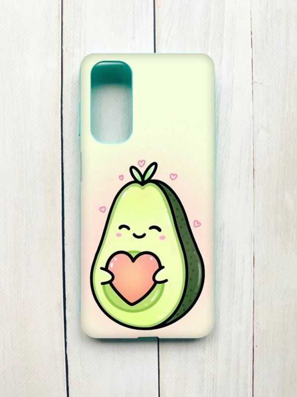 Матовий чохол з бірюзовими боками на Samsung Galaxy M54 :: Кавай авокадо з сердечком (принт 310)