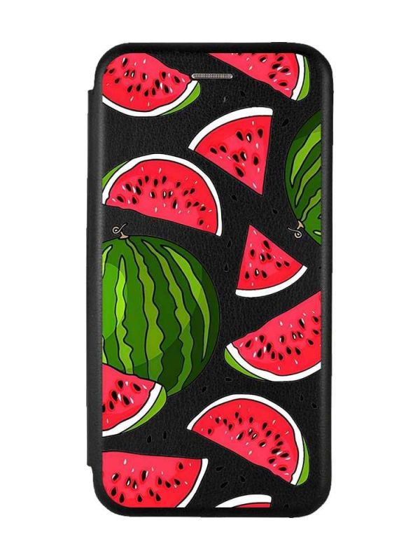 Чохол-книжка з малюнком для Xiaomi Redmi Note 13 4G Чорний :: Кавуни (принт 341)